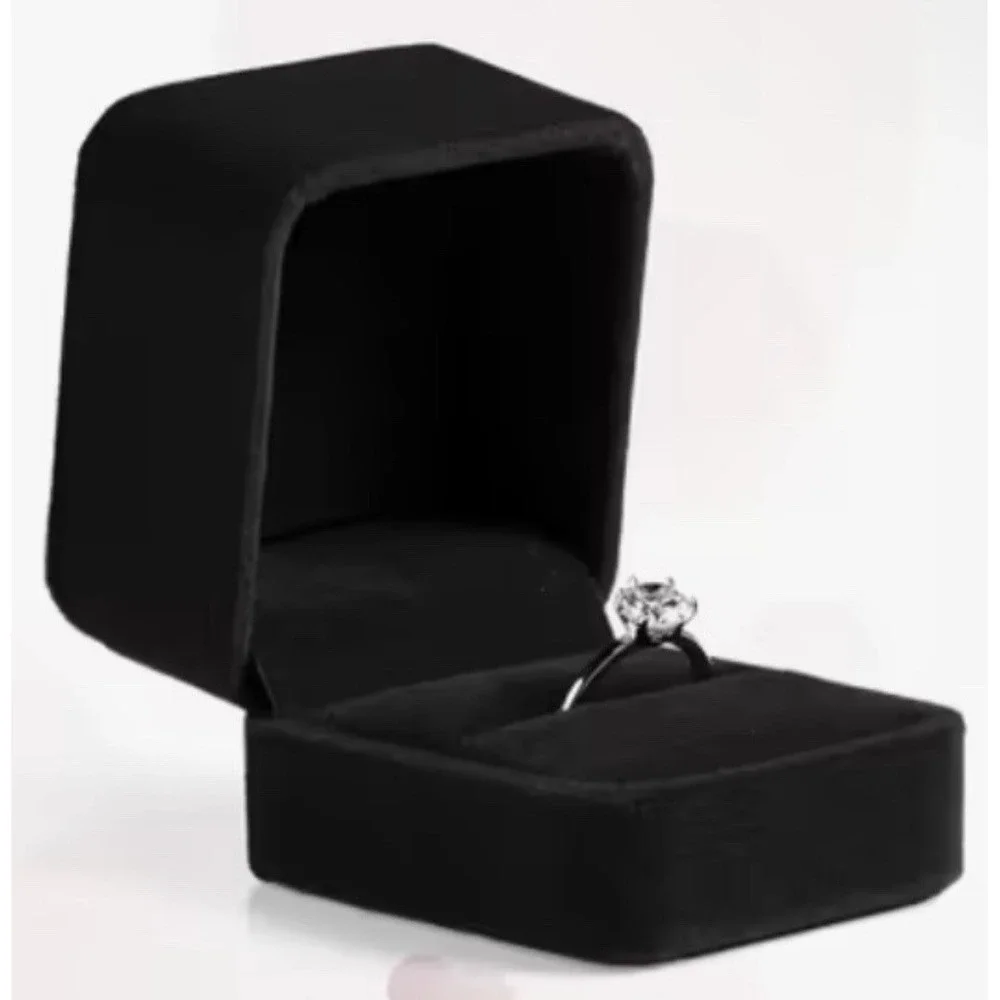 Black Velvet Ring Box NEW- UNOPENED -Proposal Box, Wedding Display, Safe Keeping